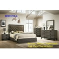 thumbnail image 4 of Gorgeous Classic Grey Finish Upholstered Fabric Headboard Queen Size Bed Lines Design 1pc Bedroom Furniture Wooden, 4 of 4