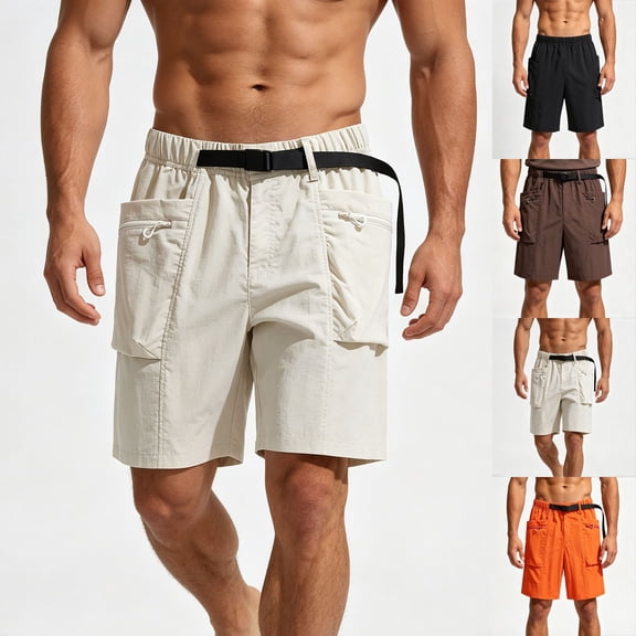 IhhxPro Men's Running Shorts Quick Dry Lightweight with Elastic Waist, Summer Quick-Dry Cargo Athletic Jogger Gym Workout Active Training Breathable Mesh Side Pockets Loose Fit L-5XL
