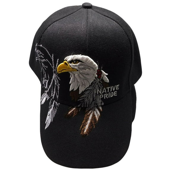 Native Pride Bald Eagle Black Embroidered Cap Hat