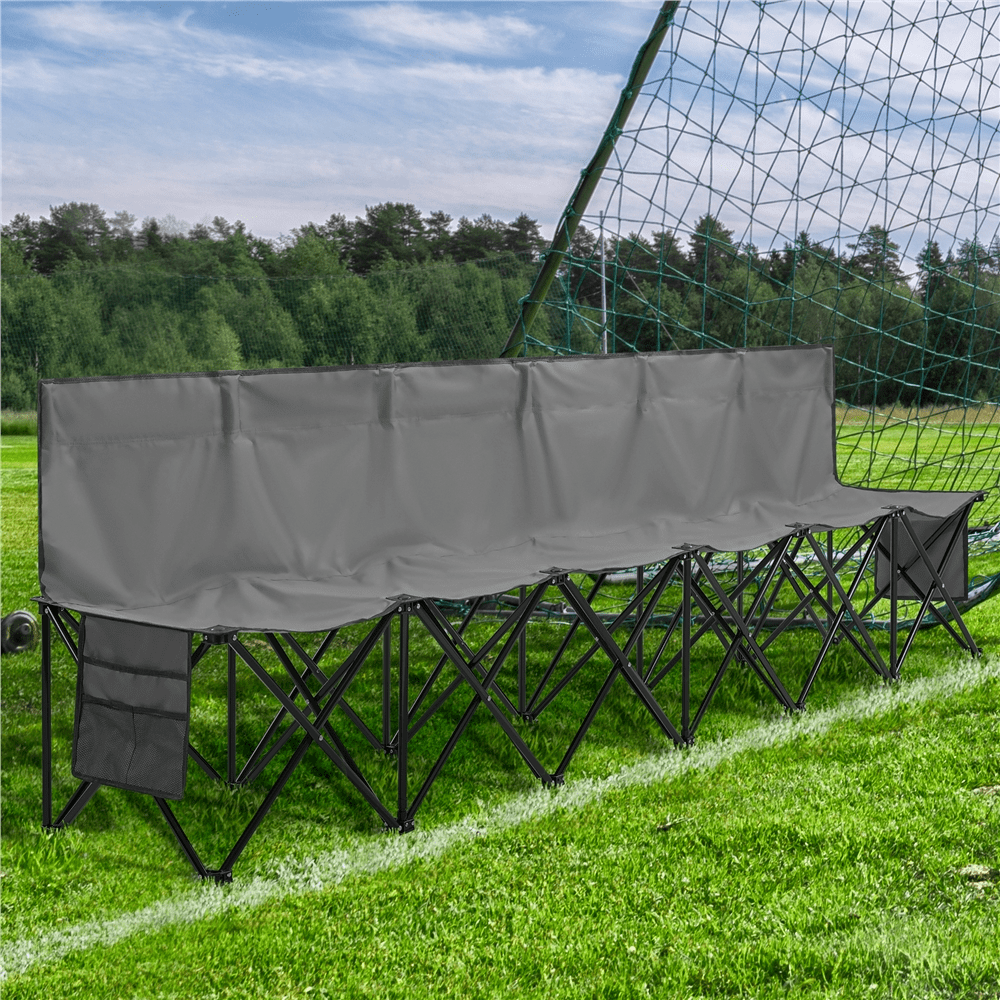 Renwick 6 Seats Portable Folding Bench for Sports Camping, Gray