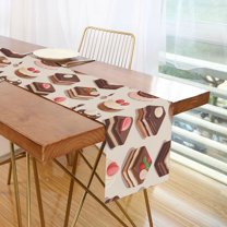 Yayeee Table Runner 70 inches Long Home Kitchen Dinning Party Decoration, Cute Chocolate Cakes