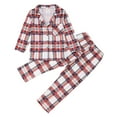 thumbnail image 3 of Gyexs Christmas Pajamas for Family, Plaid Button Down Shirts Pants 2PC Pajama Sets, Family Matching Pjs (Child, Red, 10 Years), 3 of 9