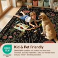 thumbnail image 4 of Design&I 6'x9' Washable Area Rug Sleek Flatweave Pet Friendly Black Gold Celestial Garden Botanical Design Elegant Floral Starry Night for Queen Size Bedroom, Under Bed, 4 of 7