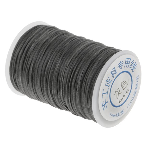 1 rollo de poliéster negro para coser fuerte hilo encerado línea de cuero artesanía a mano gris Sunnimix Hilo trenzado de poliéster encerado