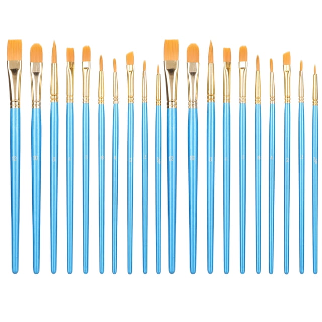 Juego de pinceles de pintura de 20 piezas, pintura al óleo de acuarela, suministros de herramientas de dibujo para artista, portalápices azul
