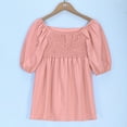 thumbnail image 6 of Luxalzxs Babydoll Mini Dress for Girl Summer Square Neck Puff Sleeve High Waist A-Line Smocked Dresses Toddler Baby Girl Solid Color Casual Boho Party Dress 3-14 Years, 6 of 8