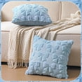 thumbnail image 7 of SANMADROLA Bow Pillow Covers Coquette Room Decor Set of 2 Decorative Cute Girl Vlentine Pillow Covers Spring Soft Pillowcase for Bed Sofa Couch, Fall Christmas Decor, (18x18 Inch, Blue), 7 of 7