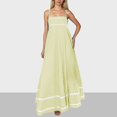 thumbnail image 2 of Vestido largo fluido con tirantes finos para mujer: vestido informal de playa sin mangas, corte A, con tirantes ajustables, bolsillos laterales y diseño en colores contrastantes, 2 of 6