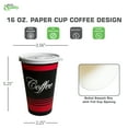 thumbnail image 3 of [200 Pack] 16oz Disposable Paper Coffee Cups with White Flat Lids - For Hot, Cold Drink, Coffee, Tea, Cocoa, Travel, Office, Home, Cider, Hot Chocolate, To go, Compostable, Biodegradable, 3 of 6