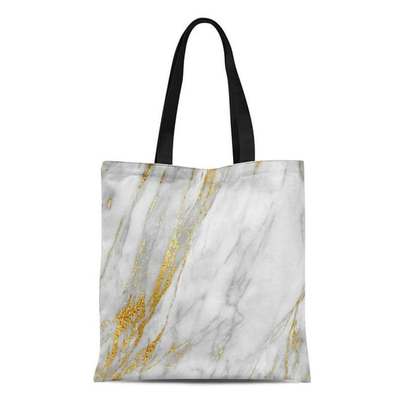 JSDART Canvas Tote Bag Italian White Gray Carrara Gold Marble Paining Minimalism Vip Reusable Handbag Shoulder Grocery Shopping Bags