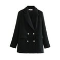 thumbnail image 4 of YYDGH Womens Double Breasted Tweed Blazers Notch Lapel Long Sleeve Open Front Blazer Jackets Casual Business Work Suits S, 4 of 5