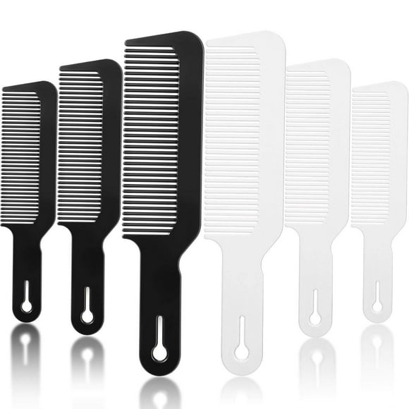 6 Pieces Clipper Combs, Flat Top Barber Combs for Clipper-cuts and Flattops (Black, White)