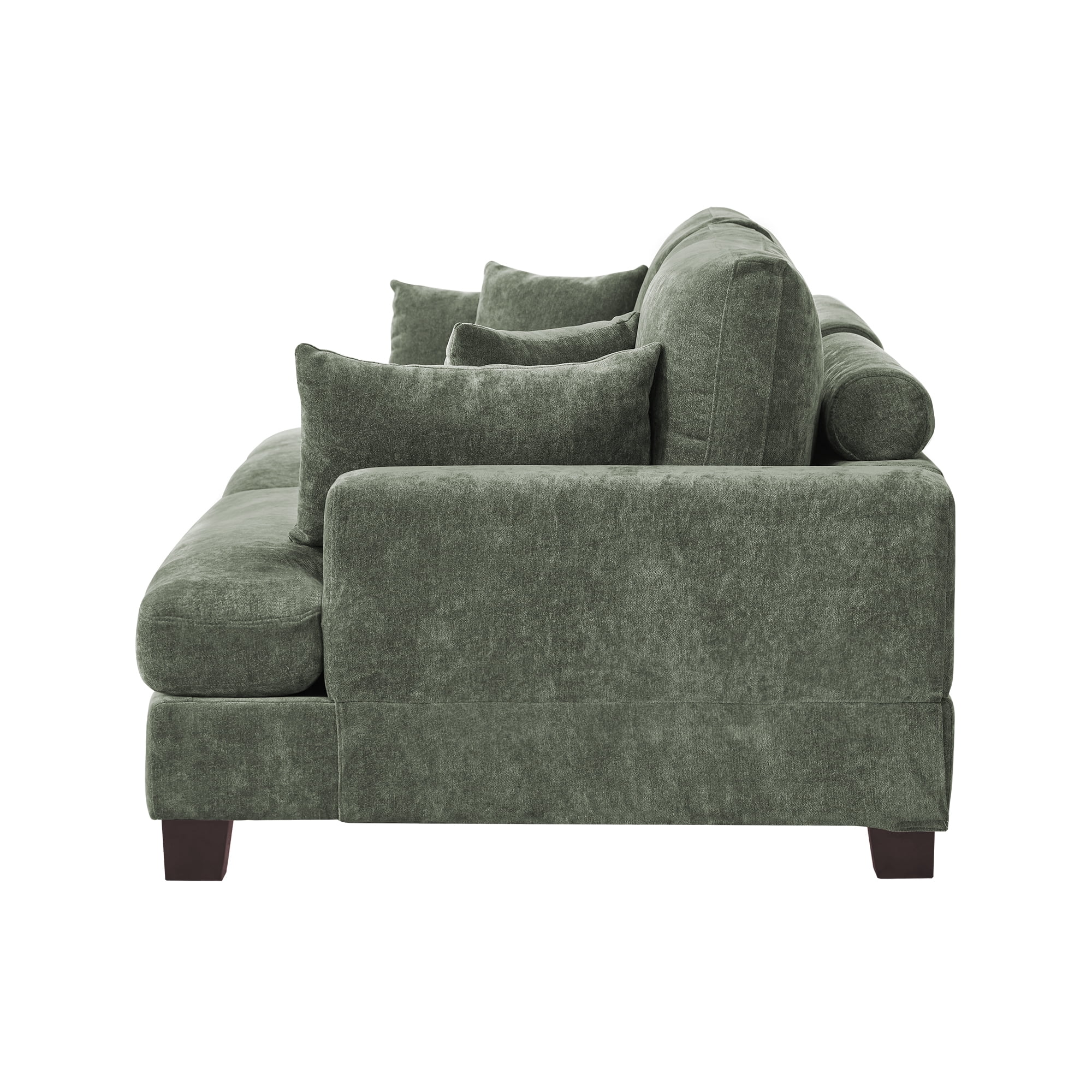 Dycanpo 3 Seater Chenille Sectional Sofa with Pillow, 88" Modern Green Couch Loveseat Sofa for Living Room, Green