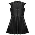 thumbnail image 5 of TiaoBug Women's Metallic Sleeveless Club Disco Holographic Dress Wet Look Pleated Dresses Black L, 5 of 7