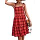 thumbnail image 1 of Womens Boho Plaid Strappy Mini Dress Ladies Summer Beach Party Cami Sundress, 1 of 3