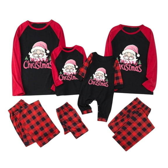 Aboser Christmas Pajamas for Family Matching Sets Pink Holiday Sleepwear Cute Xmas Santa Claus Graphic Shirt with Long Pants Jammies Set Pijamas De Navidad Para Familia