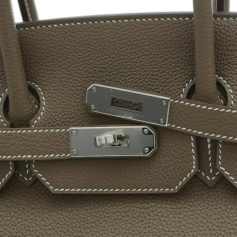 Authenticated Used Hermes Birkin 35 Handbag Togo Etoupe Silver