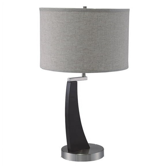 NEW Espresso Painted Body, Brushed Steel Base, Beige Fabric Shade, Socket Switch, 28" Table Lamp 8305