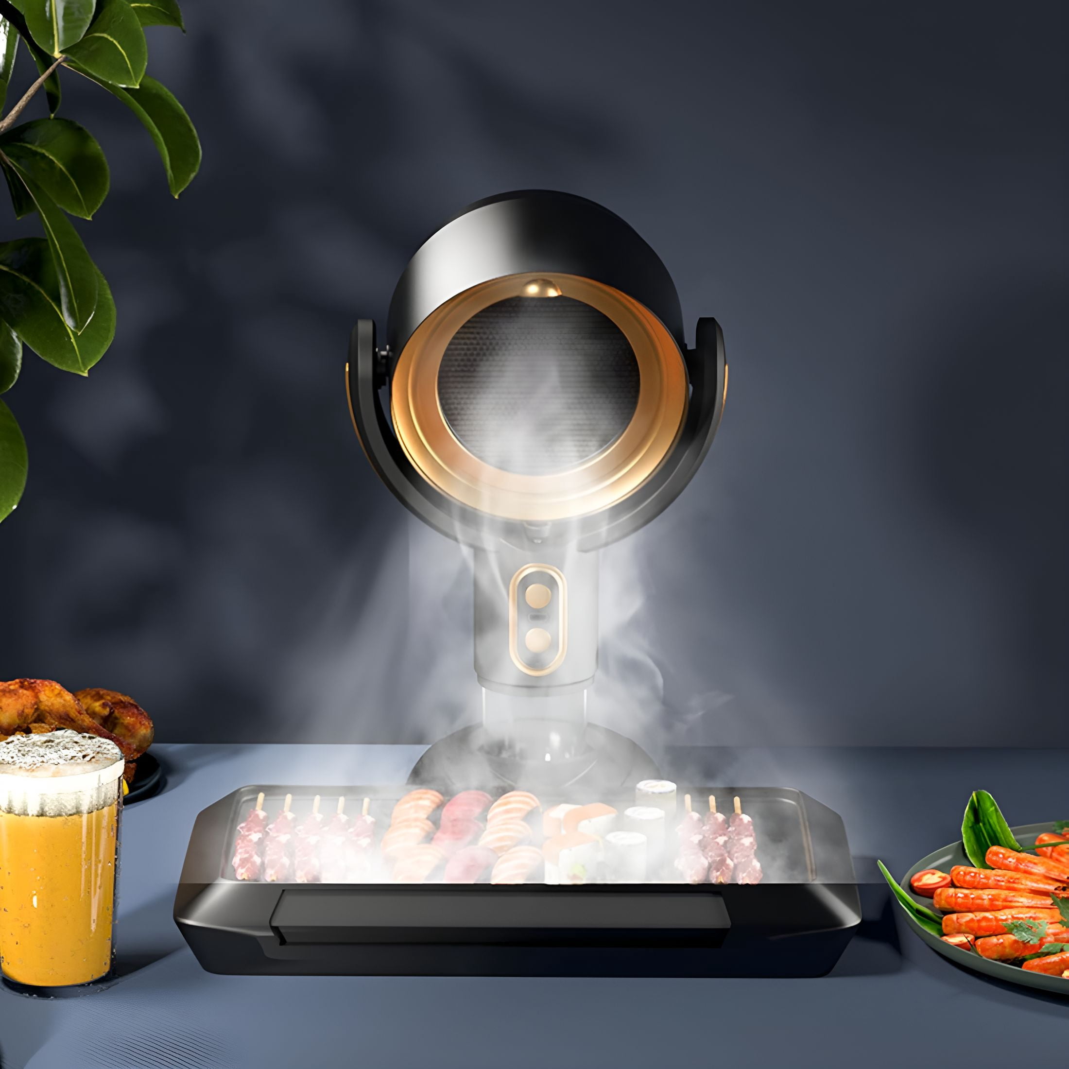 HIBIBUD Smoke Fan for Smoking Indoors,High Fan for Smoking,Wireless Mini Portable Range Desktop Range Hood/Purifier Compact Fan Aromatherapy Diffuser Filter