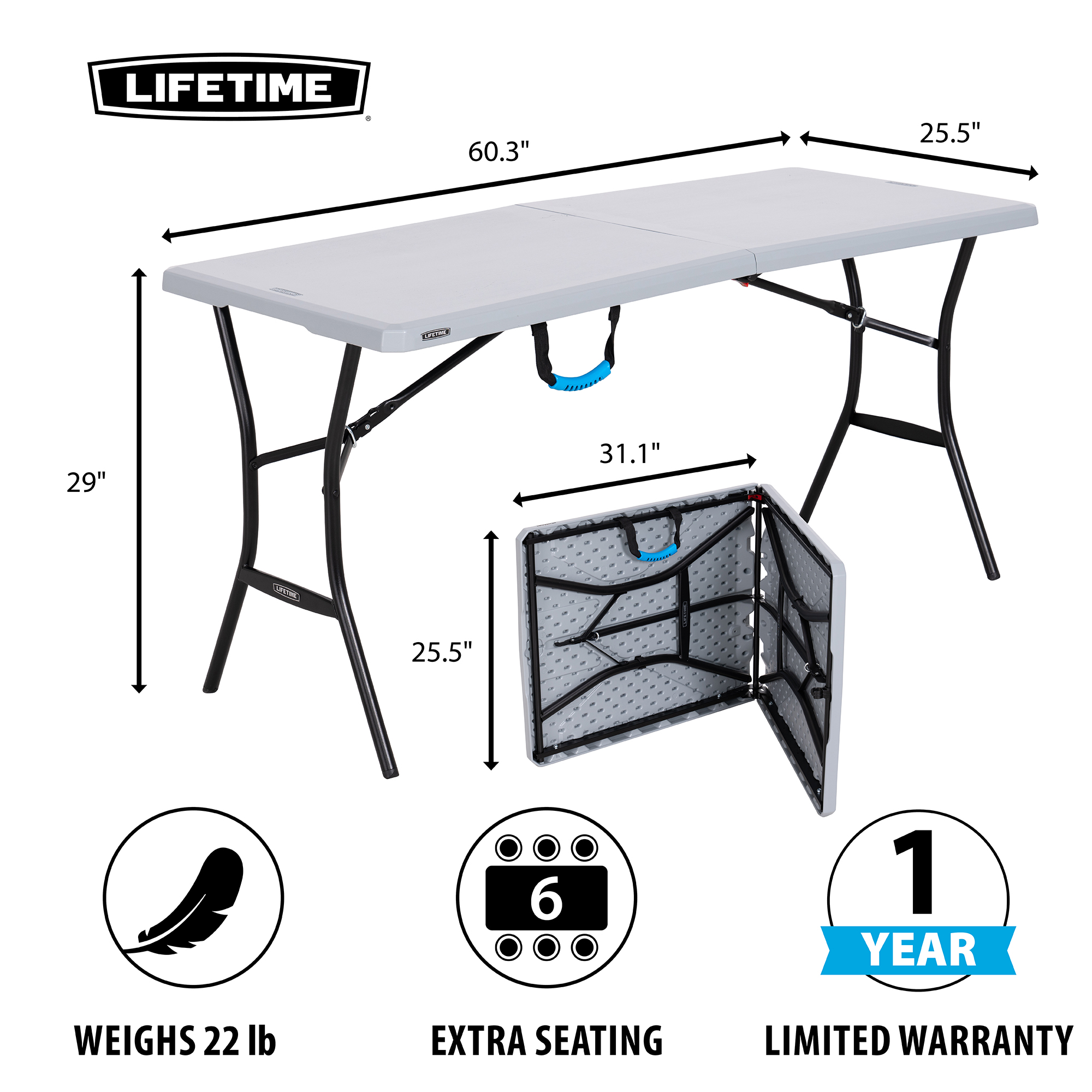 Lifetime 5-Foot Fold-in-Half Utility Table photo 2