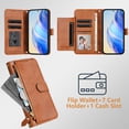 thumbnail image 2 of Filp Case for Motorola Edge 50 Fusion Zipper Pocket Magnetic Flip Wallet Phone Case with 7 Card Slots and Wrist Strap, 2 of 5
