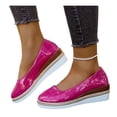 thumbnail image 4 of KEGIRLOM Women Spring/Summer Fashionable And Casual Versatile Solid Color Thick Bottom Shallow Mouth Sponge Cake Slope Heel Shoes Hot Pink 6.5, 4 of 9