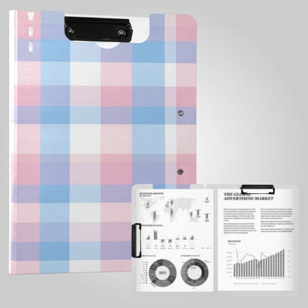 Foldable Binder Clipboards 360°Portable Plastic Folder Clipboard Extra Large Capacity Organizer Binder 18.9" x 12.6" for College Office Home Blue and Pink Phone Wallpaper