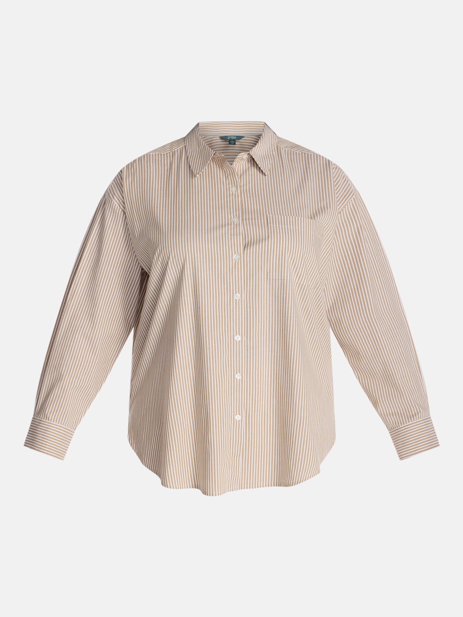 Terra & Sky Women's Plus Poplin Boyfriend Shirt, Sizes 0X-5X