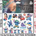thumbnail image 3 of Pegatinas de tatuaje de Disney Stitch para niños, tatuajes falsos temporales, pasta en la cara, brazo, pierna, fiesta, juguete de regalo de cumpleaños, 3 of 4