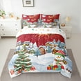 thumbnail image 2 of Castle Fairy Santa Claus Snowman 7-Piece Twin Bedding Sets for Preppy Children Teens,Merry Christmas Tree Bedding Comforter Set,Xmas Festival Theme Breathable Sheet Sets,Microfiber Bedroom Decor, 2 of 8
