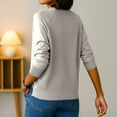thumbnail image 5 of Women's Fashion Casual Solid Color Round Neck Split Hem Raglan Sleeve Long Sleeve Sweater, Comfortable and Chic, Great for Everyday Wear and Seasonal Activities,Camel,2XL, 5 of 5