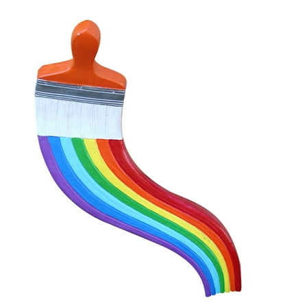 Worgeous Garden Resin Rainbow Paint Brush Sculpture Wall Hanging Outdoor Courtyard Art for Home Wall Decor and Yard Decoration