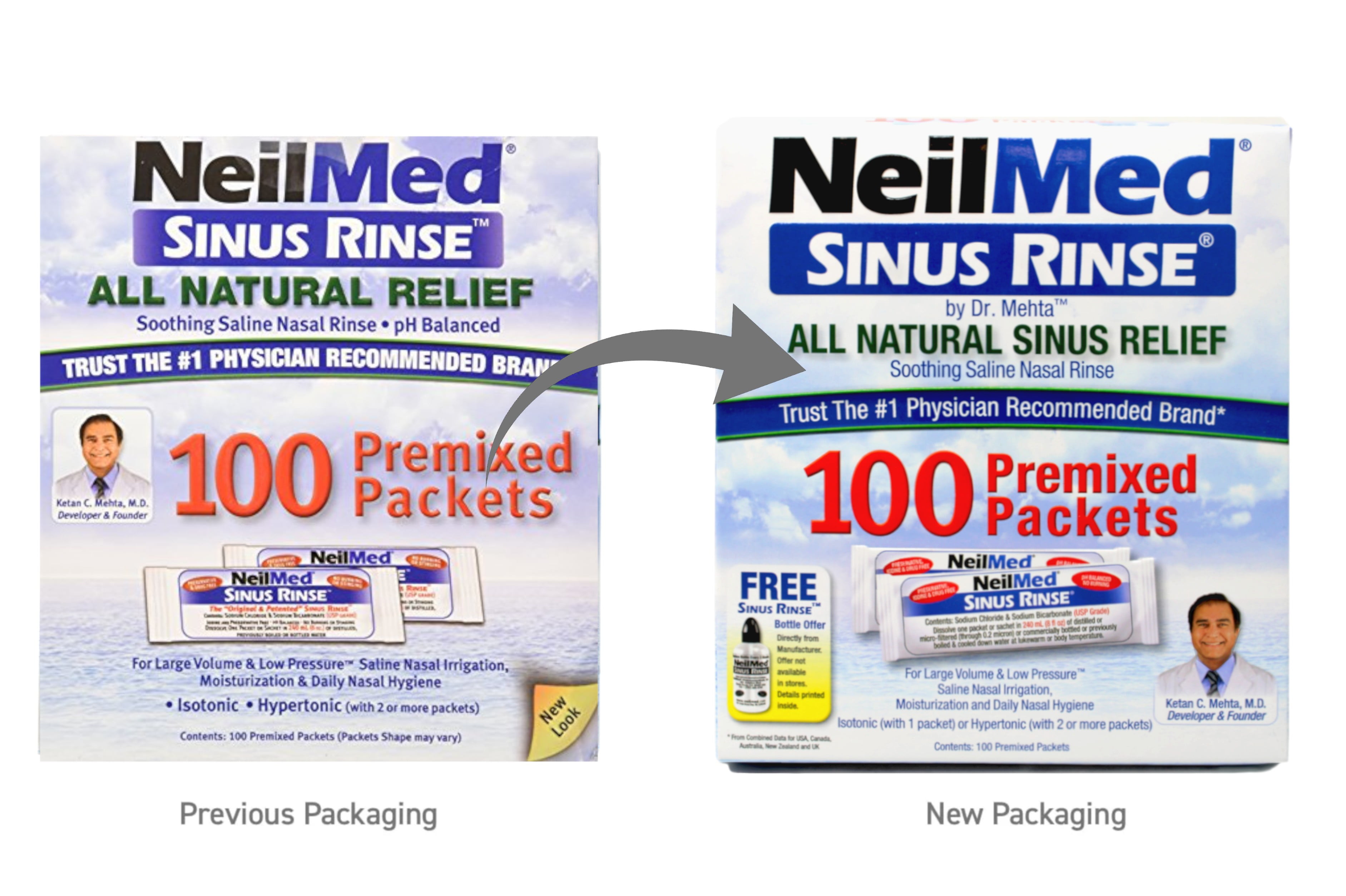5 Pack - NeilMed Sinus Rinse Premixed Refill Packets 100 Each