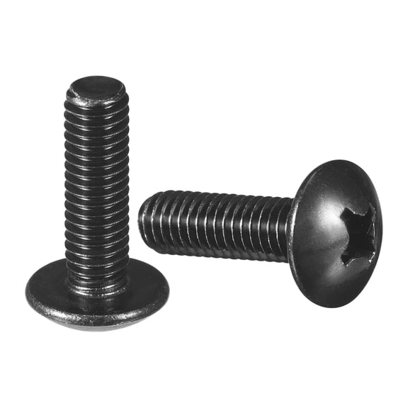 M6 x 20mm Truss Head Phillips Machine Screws, 304 Stainless Steel 18-8, Black Oxide, 20pack