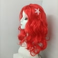 thumbnail image 3 of Princess Ariel for Girls' Wig Female Red Curly Wig w/Starfish Hairpin Halloween Outfit Fit for 2-8Y, 3 of 4