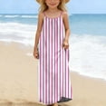 thumbnail image 6 of HAOTAGS Girls Striped Dresses,Summer Cami Beach Cover Gown Drawstring Tank Maxi Dress Pink 11-12, 6 of 9
