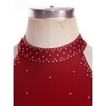thumbnail image 5 of Xnihocha Women's Gymnastics Leotard Fringe Tassels Latin Jazz Dance Dress Sleeveless Rhinestone Figure Skating Dress Burgundy S, 5 of 7