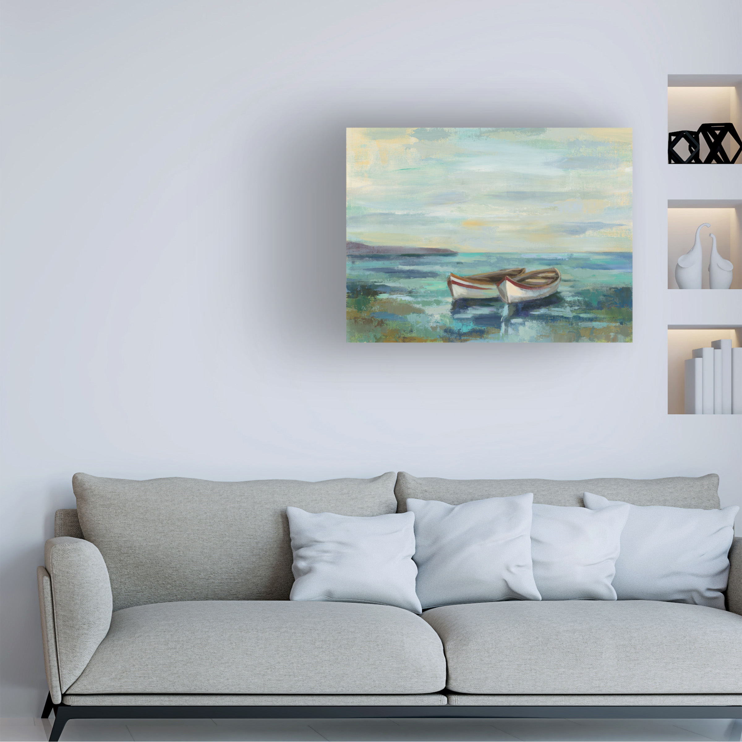 Trademark Fine Art 'Boats at the Beach' Canvas Art by Silvia Vassileva