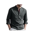 thumbnail image 2 of Sunloudy - Camisa informal de otoño para hombre, color sólido, manga larga, cuello levantado, botones, tops con bolsillo Sunloudy  S M L XL XXL, 2 of 7