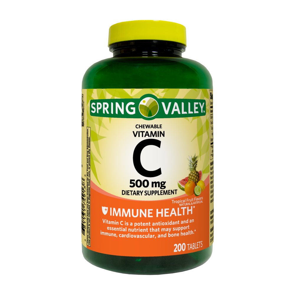 Spring Valley Vitamin C Chewable Tablets, Tropical Fruit Flavors, 500