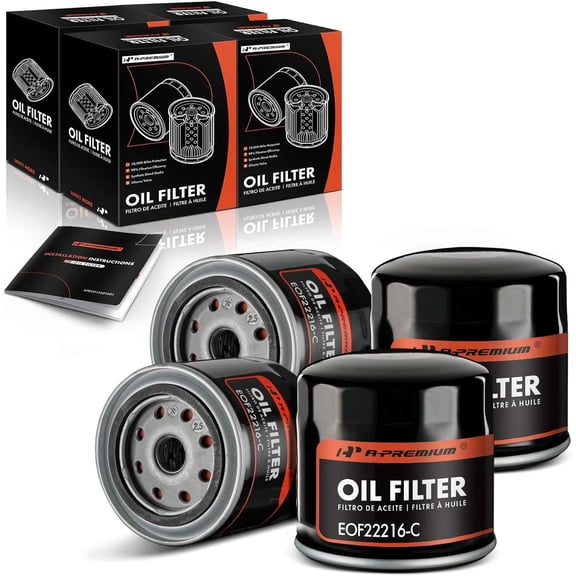 A-Premium 4-PC 10K Miles Protection Spin On Oil Filter Fit with Ford & Toyota & Nissan & Jeep & Dodge & Chrysler & Mitsubishi & Plymouth & Renault & Eagle & Freightliner & Mercury & Alfa Romeo