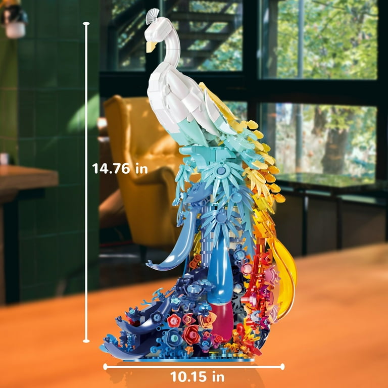 GZBrick Building Peacock Flower Art, MOC Compatible, 1000+ Pieces