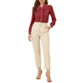 thumbnail image 2 of MODA NOVA Junior's Casual Peter Pan Collar Puff Sleeve Blouse Shirt Burgundy 2XL, 2 of 6