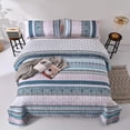 thumbnail image 3 of Juego de edredón WONGS BEDDING Boho Super King Size, azul, 3 piezas, 3 of 8
