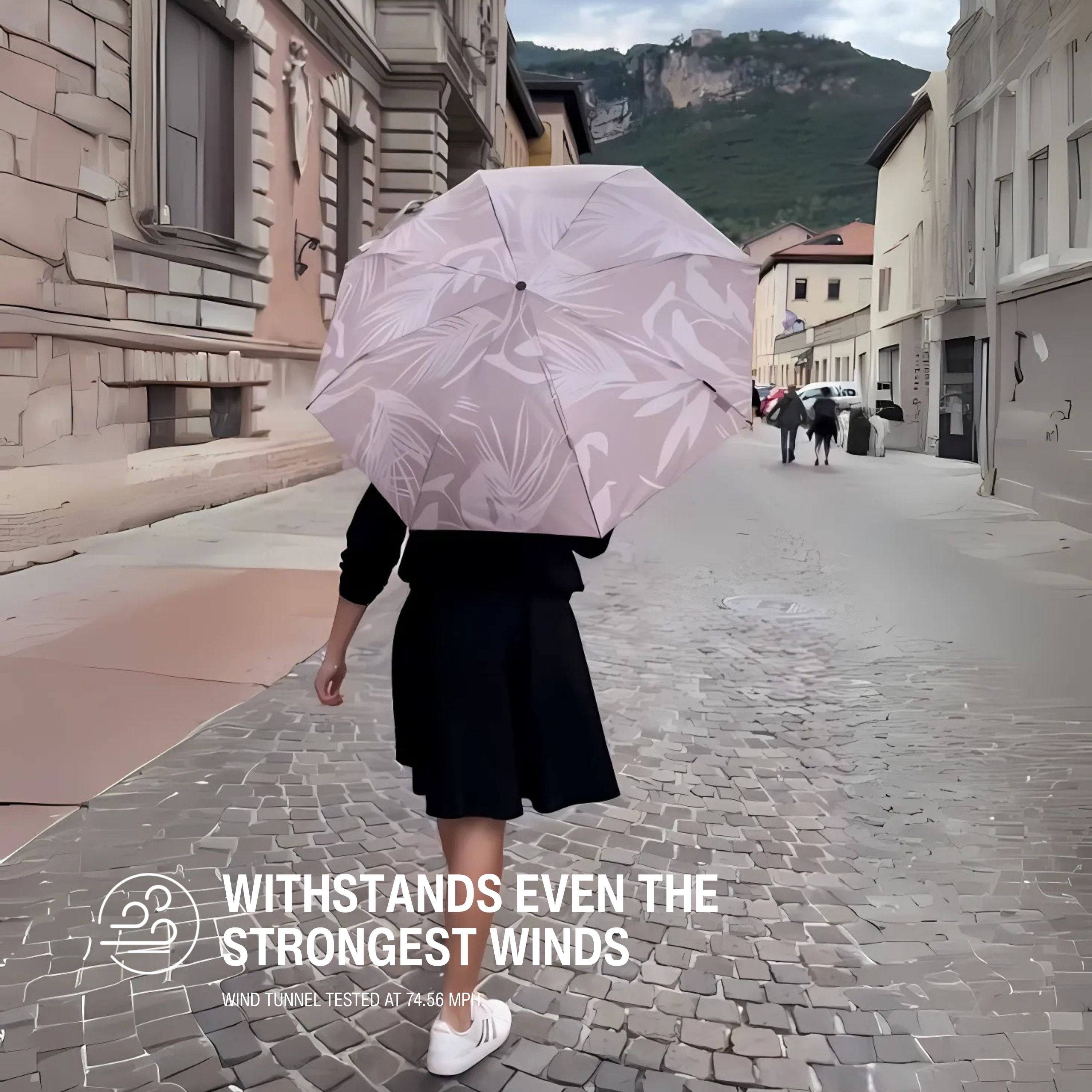 Knirps T.200 Duomatic Compact Rain Umbrella in Botany Shell – Wind Tunnel Tested to 93 mph, Aluminum Steel Fiberglass Frame, 38in Canopy, OEKO-TEX, High-Performance Automatic Travel Umbrellas