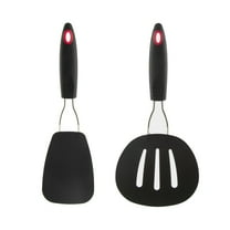Smart Home Nylon Flexible Turner and Nylon Round Slotted Turner Set in Black