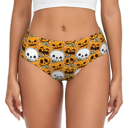 Womens Underwear - pumpkins halloween cartoon No Show Seamless Underwear for Women  Kawaii Soft Stretch Women s Panties  Hipster Ladies Panties Bikini Underwear Briefs