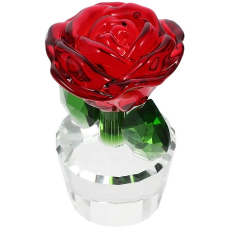 Crystal Rose Figurine Desktop Flower Ornament Collectible Decor 1 Piece