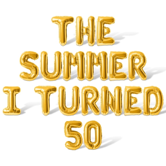 Letter Balloons - THE SUMMER I TURNED 50 16" Inch Alphabet Letters Foil Mylar Balloon 50th Birthday Party Banner (Gold)