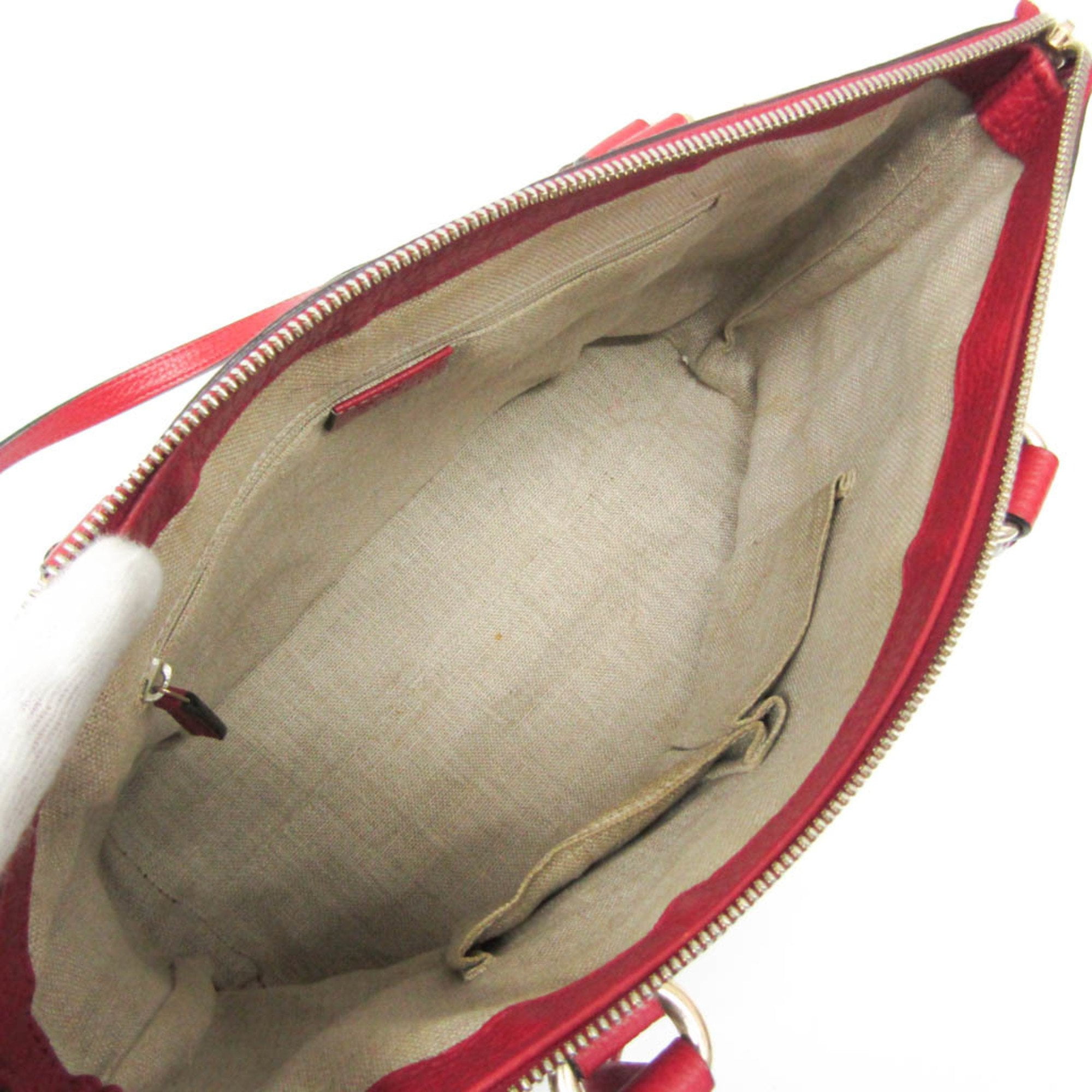 Pre-Owned Gucci Interlocking G 449659 Women's Leather Handbag,Shoulder Bag Red Color
